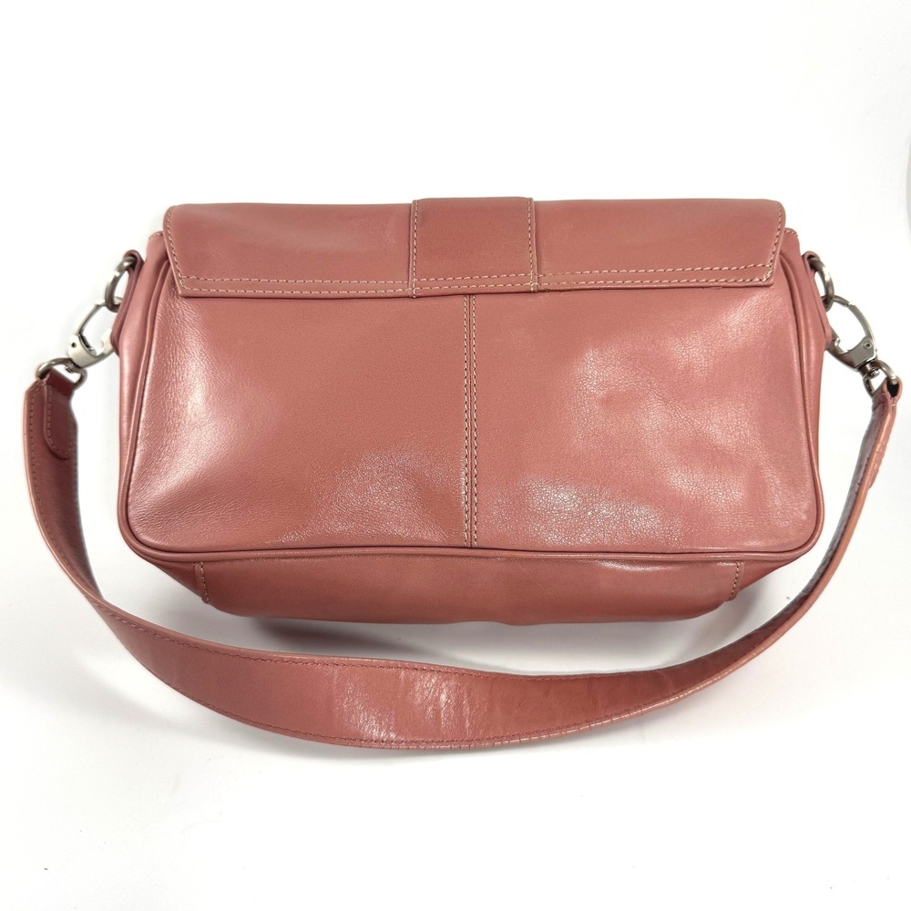 Jones New York Dusty Rose Pink Leather Shoulder Bag Buckle Baguette Purse - Picture 6 of 11